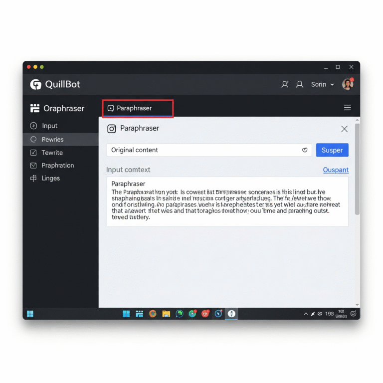 QuillBot review showing paraphrasing tool interface in 2025